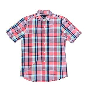 Gap Plaid Short Sleeve Shirt - Color Salmon